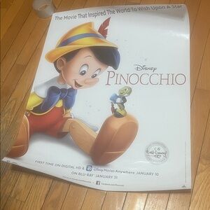 Pinocchio movie poster 22 x 28 Disney animation 2016